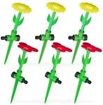 Relaxdays Gartensprinkler 6er Set PP ABS Kautschuk Rot Gelb Gr&uuml;n Mit Erdspie&szlig; 34 cm