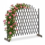Relaxdays Rankgitter Tannenholz Grau Ausziehbar Freistehend 98 cm x 200 cm x 30 cm