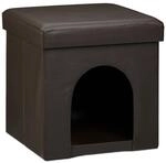 Relaxdays Hundebox Sitzhocker Kunstleder Braun Faltbar Belastbar bis 300 kg 38 cm x