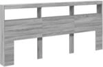 vidaXL LED-Kopfteil mit Ablage Grau Sonoma 220x17x102 cm 839229