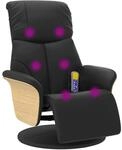 vidaXL Massagesessel mit Fu&szlig;teil Schwarz Kunstleder 356637