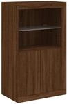vidaXL Beistellschrank mit LED-Leuchten Braun Eiche Holzwerkstoff