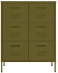 vidaXL Schubladenschrank Olivgr&uuml;n 80x35x101,5 cm Stahl