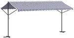 vidaXL Freistehende Markise Blau und Wei&szlig; 500x300 cm Stoff und Stahl 368933