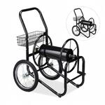 Relaxdays Schlauchwagen Stahl Schwarz Fahrbar 98 cm x 91 cm x 62 cm 13,8 kg