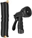 Relaxdays Spiralschlauch mit Brause Kunststoff Messing Schwarz Flexibel 10 m 0,6 kg