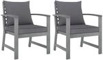 vidaXL Gartenst&uuml;hle 2 Stk mit Dunkelgrauen Kissen Akazie Massivholz 311827
