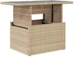 vidaXL Gartentisch mit Glasplatte Beige 100x55x73 cm Poly Rattan 366059
