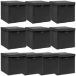 vidaXL Aufbewahrungsboxen mit Deckeln 10 Stk Schwarz 32x32x32cm Stoff 288334