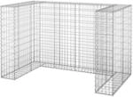 vidaXL Gabionenwand f&uuml;r M&uuml;lltonnen Verzinkter Stahl 180x100x110 cm