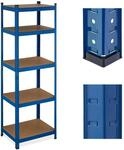 Relaxdays Schwerlastregal Stahl MDF Blau mit 5 Ebenen Teilbar 180 cm x 60 cm x 45 cm