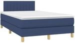vidaXL Boxspringbett mit Matratze & LED Blau 120x190 cm Stoff 3270108