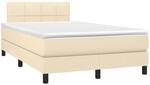 vidaXL Boxspringbett mit Matratze Creme 120x190 cm Stoff 3269728