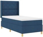 vidaXL Boxspringbett mit Matratze mit Kopfteil Blau 100 x 200 cm Stoff 3341888