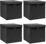 vidaXL Aufbewahrungsboxen mit Deckeln 4 Stk Schwarz 32x32x32 cm Stoff 288333