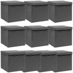 vidaXL Aufbewahrungsboxen mit Deckeln 10 Stk Grau 32x32x32 cm Stoff 288336