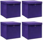 vidaXL Aufbewahrungsboxen mit Deckeln 4 Stk Lila 32x32x32 cm Stoff 288354