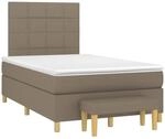 vidaXL Boxspringbett mit Matratze Taupe 120x200 cm Stoff 3137145