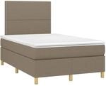 vidaXL Boxspringbett mit Matratze & LED Taupe 120x200 cm Stoff 3135345