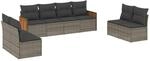 vidaXL 8-tlg Garten-Sofagarnitur mit Kissen Grau Poly Rattan Modell 98