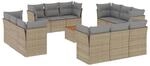 vidaXL 13-Tlg Garten-Sofagarnitur mit Kissen Beige Poly Rattan 3223539
