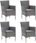 vidaXL Garten-Essst&uuml;hle 4 Stk Poly Rattan Grau 310563
