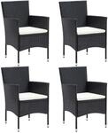vidaXL Garten-Essst&uuml;hle 4 Stk Poly Rattan Schwarz 310562