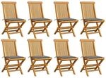 vidaXL Gartenst&uuml;hle mit Grauen Kissen 8 Stk Massivholz Teak 3072918