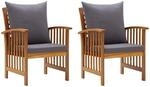 vidaXL Gartenst&uuml;hle mit Kissen 2 Stk Akazie Massivholz 310258