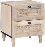 vidaXL Nachttisch Beige 40 x 33 x 46 cm Massivholz Akazie 4018114