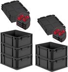 PROREGAL SparSet 5x Eurobox Nextgen Grip Mit Auflagedeckel Und Roten Verschl&uuml;ssen