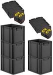 PROREGAL SparSet 5x Eurobox Nextgen Grip Mit Auflagedeckel Und Gelben Verschl&uuml;ssen
