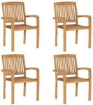 vidaXL Stapelbare Gartenst&uuml;hle 4 Stk Massivholz Teak 3073207