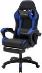 ML-Design Gaming Stuhl mit Fu&szlig;st&uuml;tze Schwarz-Blau aus Kunstleder