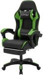 ML-Design Gaming Stuhl mit Fu&szlig;st&uuml;tze Schwarz-Gr&uuml;n aus Kunstleder
