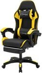ML-Design Gaming Stuhl mit Fu&szlig;st&uuml;tze Schwarz-Gelb aus Kunstleder
