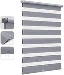 Sekey Doppelrollo Schnurlos Klemmfix ohne Bohren Sichtschutz Dunkelgrau 40x130cm