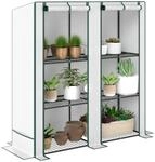 Outsunny Gew&auml;chshaus mit Pultdach und Doppelt&uuml;r 144 x 48 x 152 cm Wei&szlig;