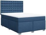 vidaXL Boxspringbett mit Matratze Blau 160x200 cm Stoff2100030
