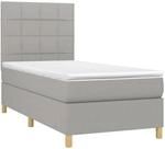vidaXL Boxspringbett mit Matratze & LED Hellgrau 90x200 cm Stoff 3135405