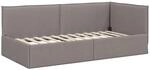 vidaXL Eckbettgestell mit Kopfteil Taupe 100 x 200 cm Stoff 42016468
