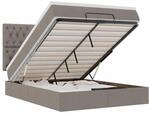 vidaXL Ottoman-Bett mit Matratze & LEDs Taupe 140x190 cm Stoff 3314090