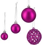 Relaxdays Weihnachtskugeln im 50er Set Polystyrol Pink Gl&auml;nzend Matt Glitzernd