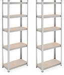 Relaxdays Schwerlastregal 5 Ebenen 2er Set Stahl Silber 180 cm x 60 cm x 30 cm