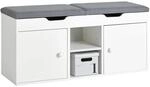 SoBuy Sitzbank mit 2 Sitzkissen und Stauraum PB Wei&szlig; FSR96-W