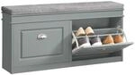 SoBuy Sitzbank mit Sitzkissen Hellgrau Holzwerkstoff FSR64-HG