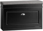 SoBuy Schuhkipper mit Sitzkissen und Klappe MDF Schwarz FSR82-L-SCH