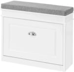 SoBuy Schuhkipper mit Sitzkissen und Klappe MDF Wei&szlig; FSR82-K-W