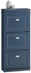 SoBuy Schuhschrank mit 3 Klappen Schuhregal Schuhkommode Schmal 53x118x24cm Blau