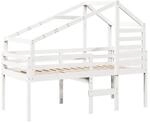 vidaXL Hochbett mit Dach Wei&szlig; 90x190 cm Massivholz Kiefer 3281981